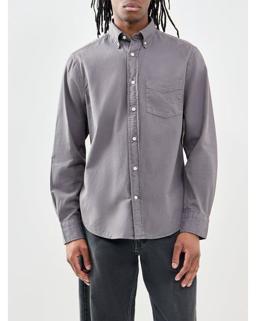 Gant Gray Garment Dyed Twill Long Sleeve Shirt for men