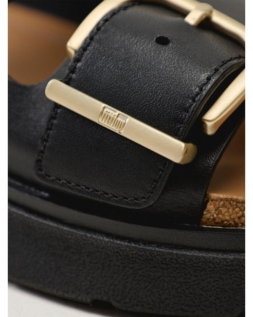 Fitflop Black Gen-Ff Buckle Two-Bar Slides