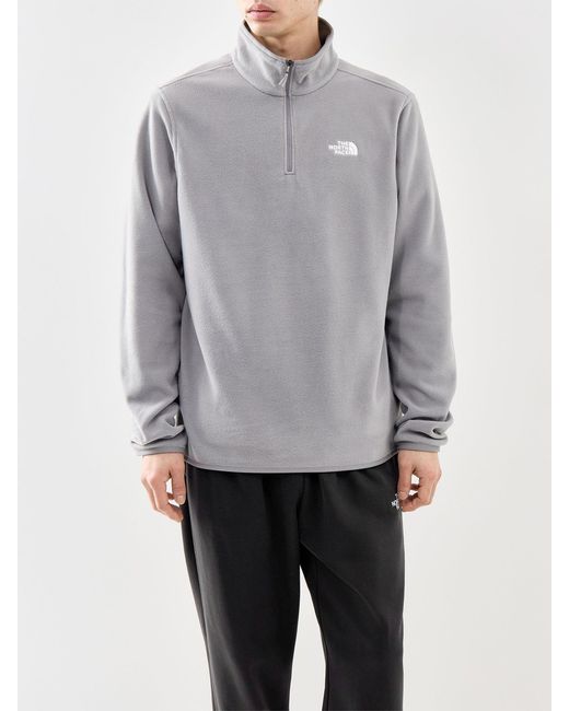 The North Face Gray Glacier 1/4 Zip Fleece Jacket Cream for men