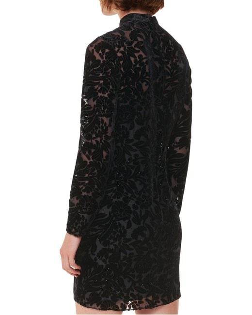 Whistles Black Women's Hot Fix Floral Velvet Dress