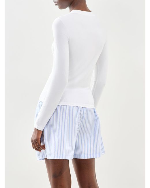 Stripe & Stare White Long Sleeve Layering Top