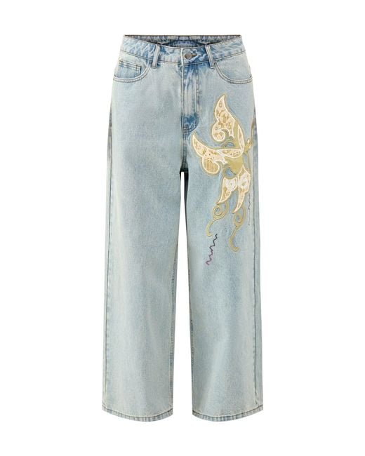 Ed Hardy Blue Antique Butterfly Baggy Jeans