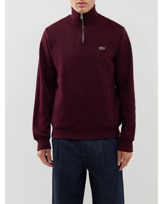 Lacoste Red Quarter-Zip Sweatshirt for men