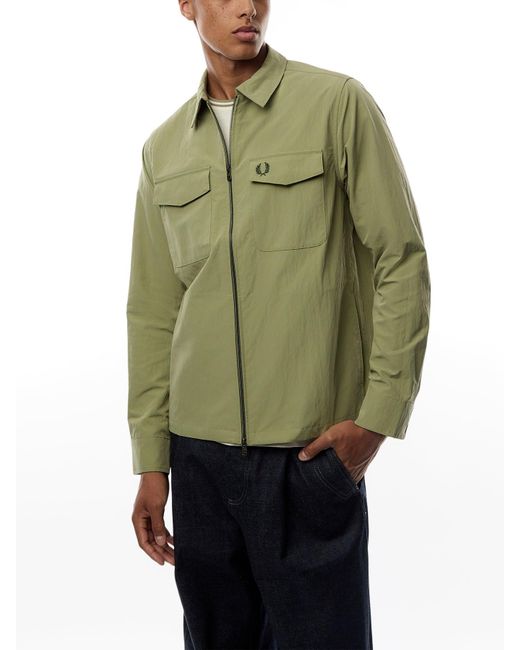 Fred Perry Green Zip Through Overshirt for men