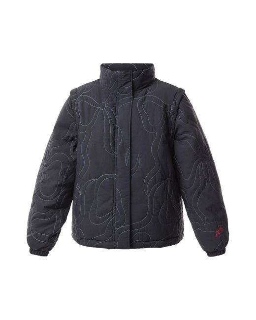 Damson Madder Blue Women's Jennifer Puffer Jacket With Bow Stitch