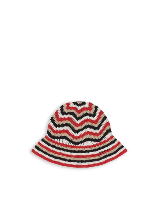Ganni Red Women's Crochet Bucket Hat