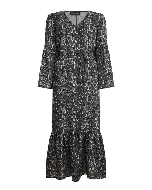 James Lakeland Gray Python Print Belted Dress