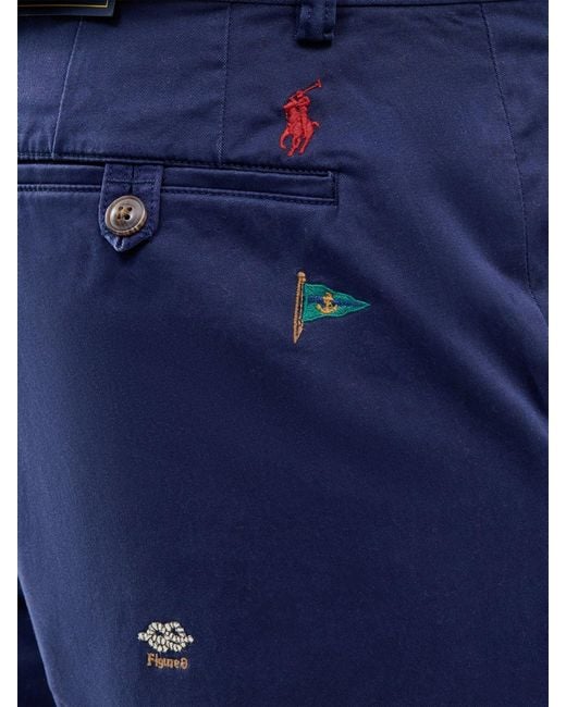 Polo Ralph Lauren Blue Embroidered Flag Shorts for men