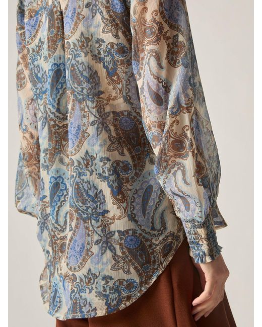 James Lakeland Blue Artistic Paisley Blouse, Polyester