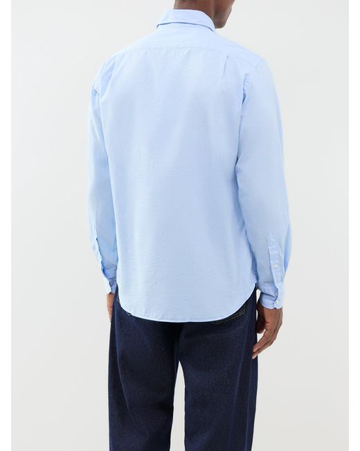 Hartford Blue Paul Peach Twill Shirt for men