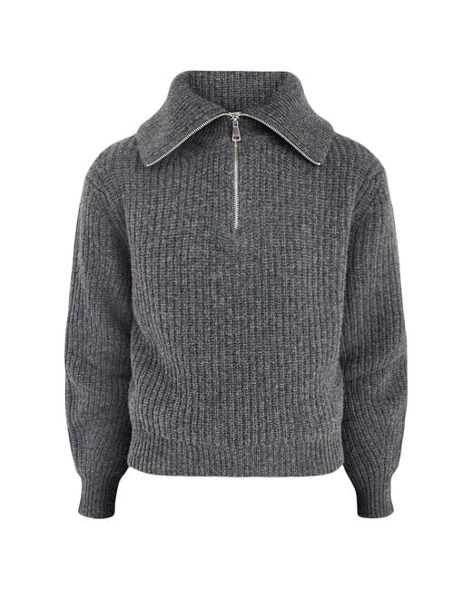 Weekend by Maxmara Gray Laser Zip Neck Jumper