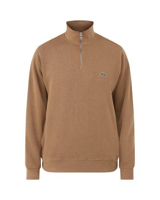 Lacoste Brown Quarter-Zip Sweatshirt for men