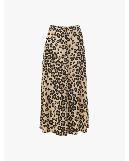 Whistles White Women's Painted Leopard Button Skirt