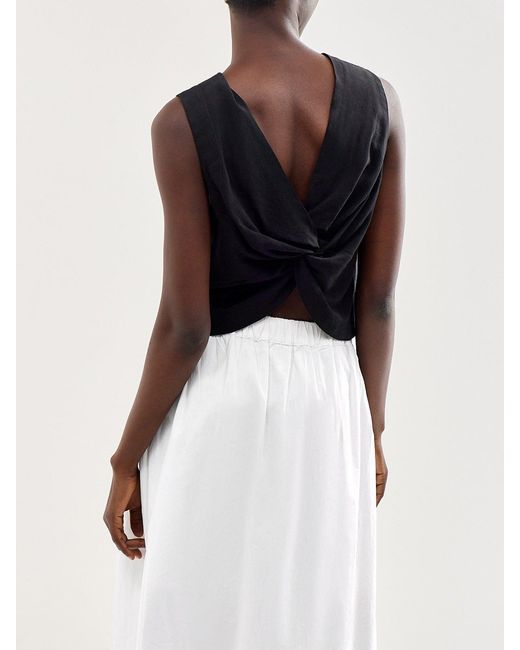 roandzo Black Twist Back Shell Top