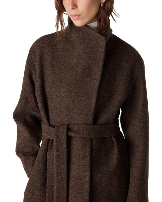 Whistles Brown Morgan Funnel Neck Coat Camel