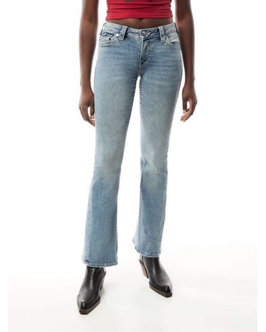 True Religion Blue Joey Mid Rise Flare Flap Jeans