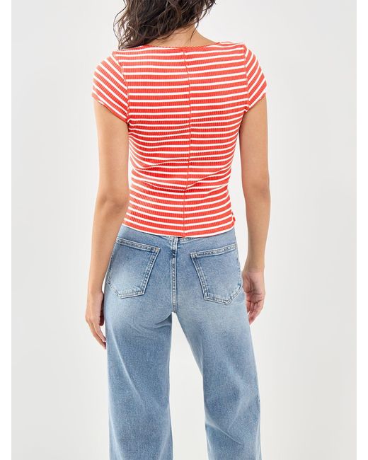 Free People Red Most Wanted Striped Cardigan