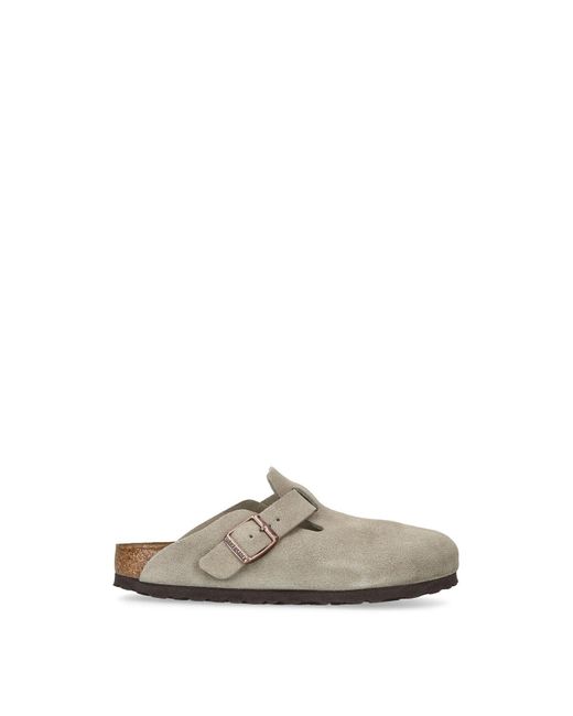 Birkenstock White Boston Suede