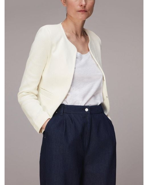 Whistles White Women's Collarless Jersey Jacket