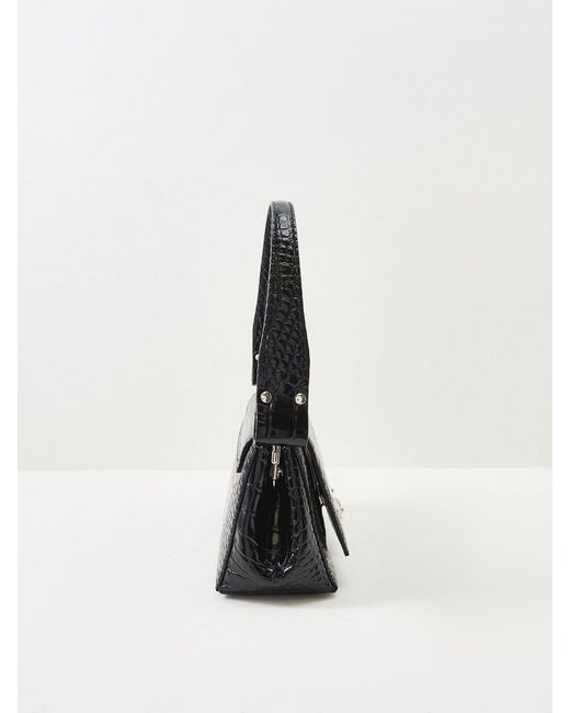 Vivienne Westwood Black Hazel Croc Medium Shoulder Bag