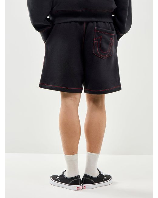 True Religion Blue Big T Fleece Sweat Shorts for men