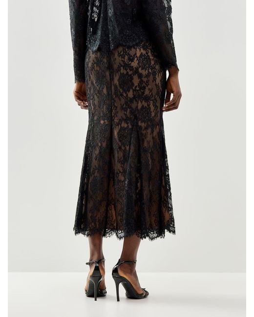Self-Portrait Black Lace Midi Skirt