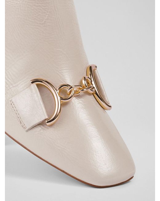 L.K.Bennett White Women's Nadina Ecru Crinkle Patent Ankle Boots