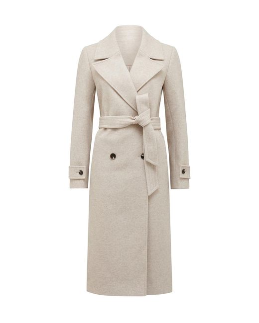 Forever New Natural Cara Double Breasted Wrap Coat