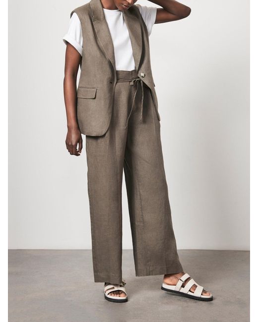 Mint Velvet Gray Linen Longline Waistcoat