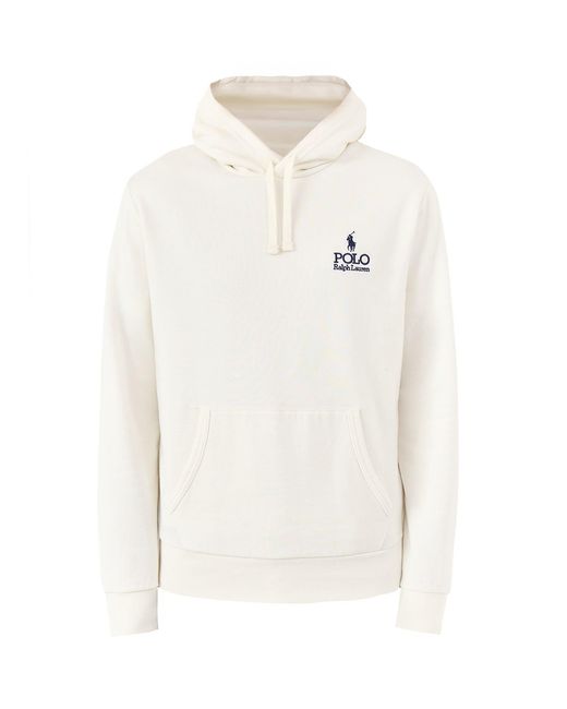 Polo Ralph Lauren White Logo Pullover Hoodie Cream for men