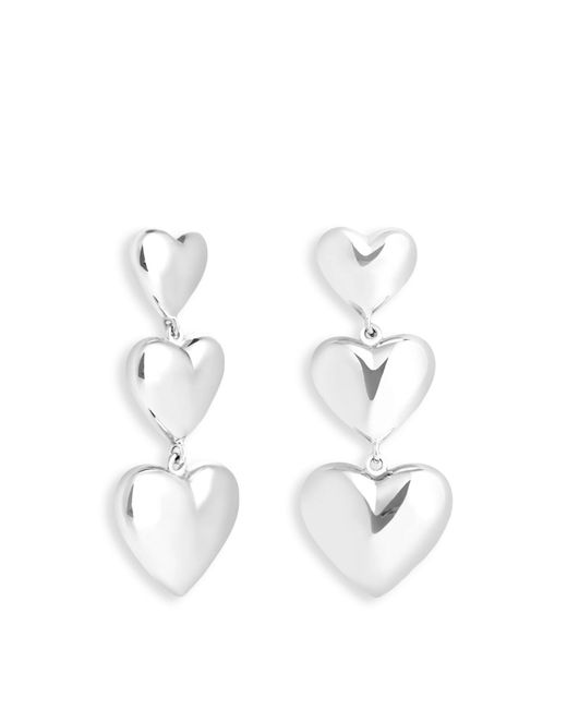Astrid & Miyu White Women's Heart Drop Stud Earrings