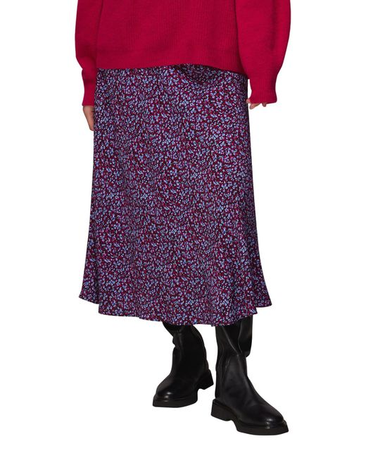 Whistles Purple Women's Floral Garden Bias Cut Skirt