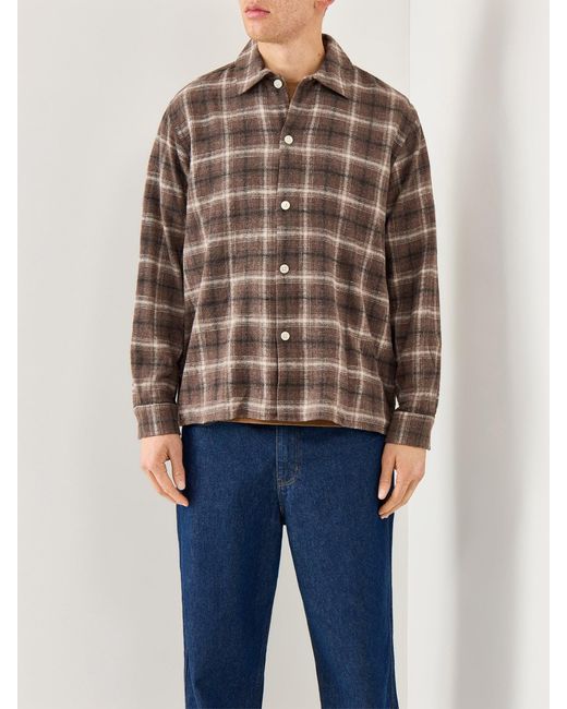 SELECTED Brown Check Light Overshirt for men