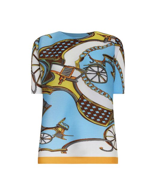 James Lakeland Blue Scarf Pattern Pleasted Top