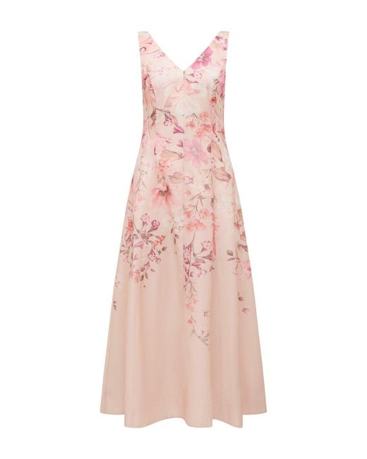 Forever New Pink Aubrey Sleeveless Printed Midi Dress