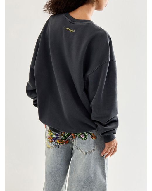 Ed Hardy Black Love Kill Slowly Crew Sweatshirt