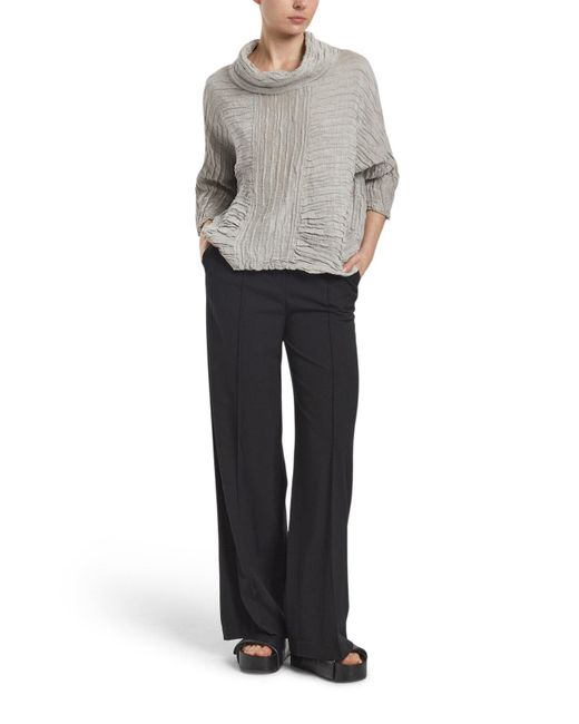 Grizas Gray Cowl Neck Silk Crinkle Blouse