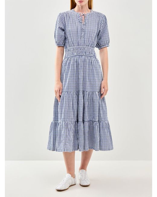 Barbour Blue Ashwell Midi Smock Dress