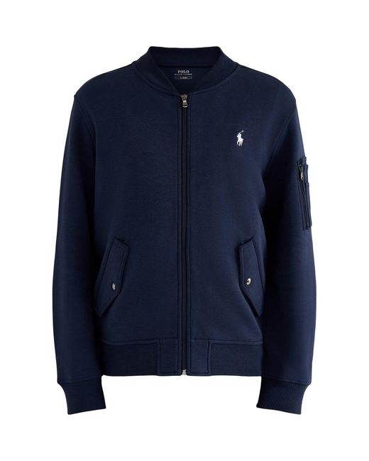 Polo Ralph Lauren Blue Double Knit Bomber Jacket for men