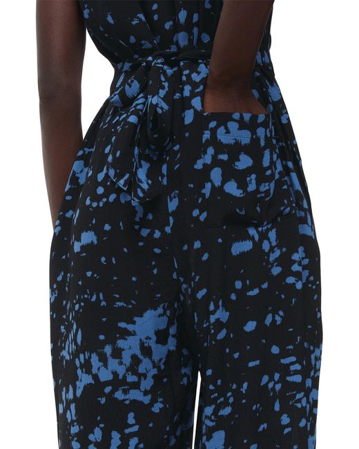 Whistles Blue Smudged Spot Josie Jumpsuit, Viscose