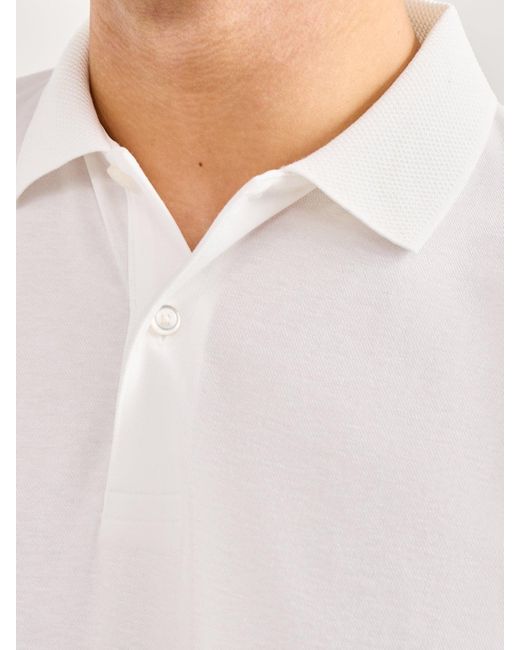 SELECTED White Slhfave Button Ss Polo Noos for men