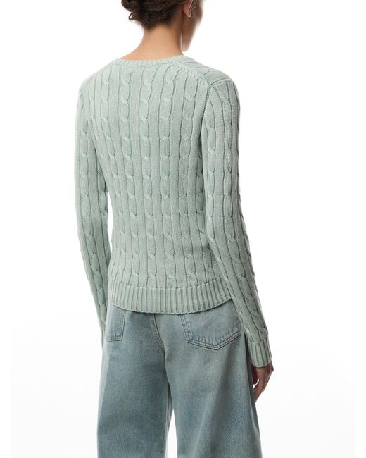 Polo Ralph Lauren Blue Cable-Knit V-Neck Jumper