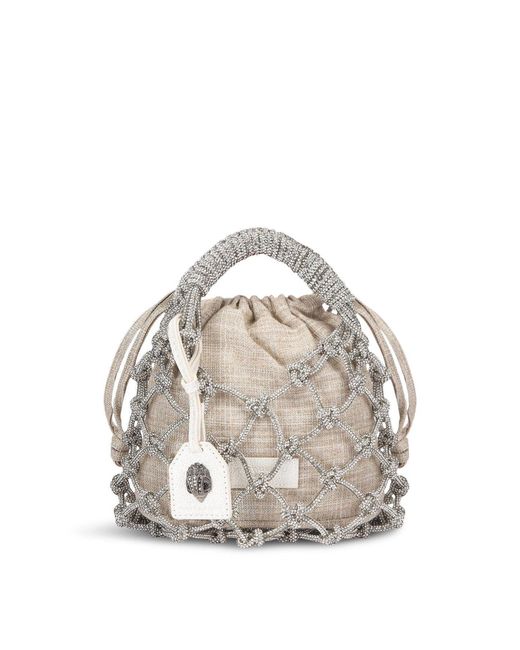 Kurt Geiger White Small Macrame Crystal Bag