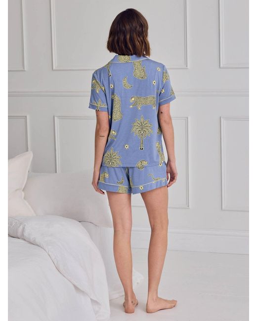Chelsea Peers Blue Leopard Short Pyjama Set
