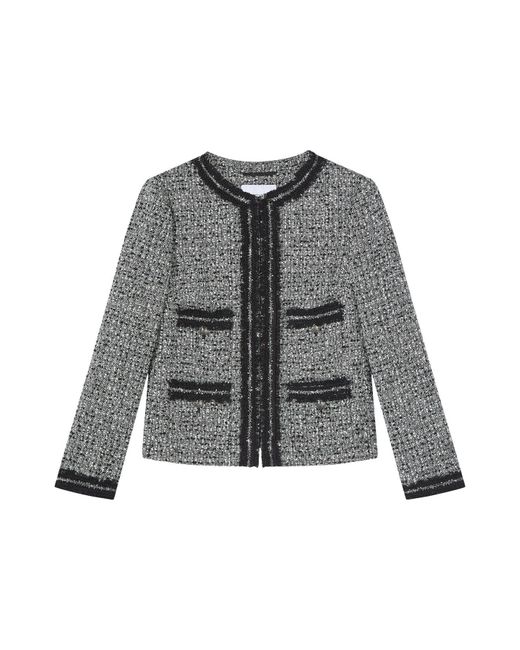 L.K.Bennett Gray Women's Charlie & Ivory Tweed & Trim Jacket