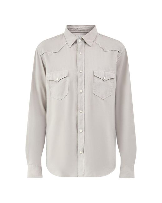Hartford White Long Sleeve Pattern Shirt for men