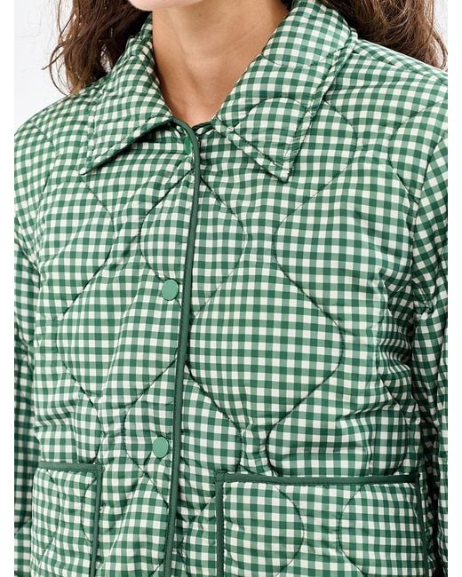 ONLY Green Checked Quilted Jacket
