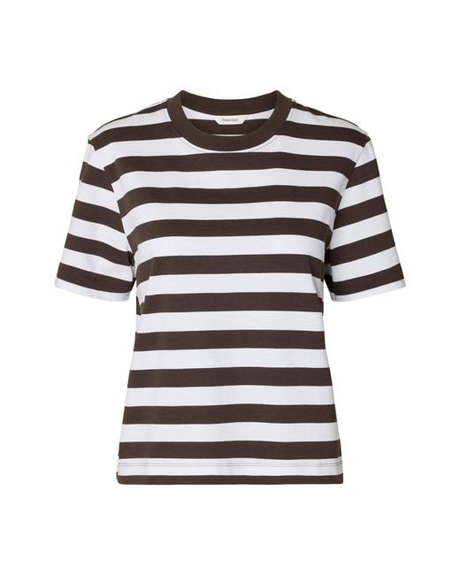 SELECTED Black Essential Striped Boxy T-Shirt
