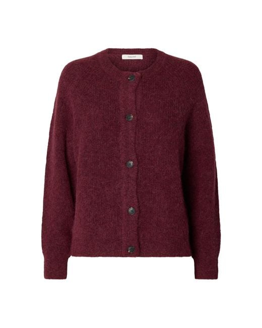 SELECTED Purple Lulu Knit Short Cardigan Burgundy