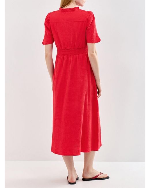 Aspiga Red Esha Organic Cheesecloth Midi Dress